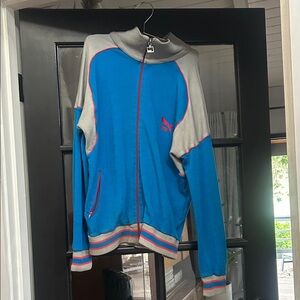 Puma Blue and Gray Zip-Up Jacket with Red Accents